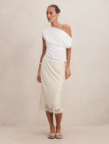 Liana Lace Satin Midi Skirt Forever New