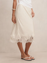 Liana Lace Satin Midi Skirt Forever New