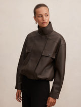 Angela Oversized Pu Bomber Jacket Forever New