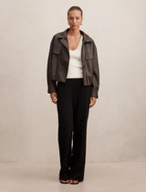 Angela Oversized Pu Bomber Jacket Forever New