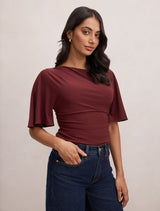 Paige Flutter Sleeve Tie Back Top Forever New