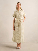 Hilary Belted Linen Midi Dress Tuxen Leaf Forever New