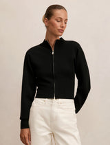 Hanna Zip Knit Jacket Black Forever New