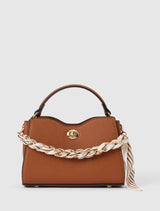 Victoria Scarf Lock Top Handle Bag 0 Tan Forever New