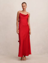 Amery 3D Floral Satin Maxi Dress True Red Forever New