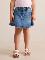 Ava Girls Denim Mini Skirt Mid Blue Forever New