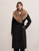 Shelby Faux Fur Collar Coat Black Camel Forever New