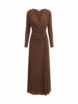 Amara Draped Mesh Maxi Dress