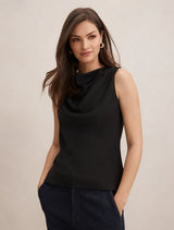 Scout Sleeveless Drape Top Black Forever New