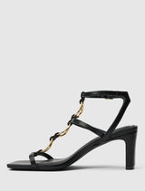 Gracie Ring Detail T Bar Strappy Sandal Heel Forever New