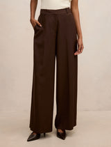 Harper Petite Wide Leg Pants Chocolate Mousse Suit Forever New