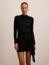 Margot Tie Waist Mini Dress Black Forever New