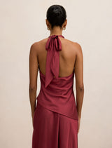 Skyler Petite Halter Satin Top