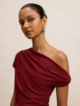 Paris Petite Draped Mesh Midi Dress