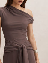 Piper Draped Tie Mesh Midi Dress Forever New