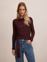 Lexi Tie Long Sleeve Top Midnight Plum Forever New