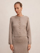 Lottie Button Detail Cardigan Marled Caramel Co-Ord Forever New