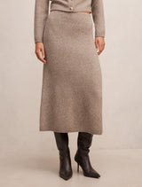 Lottie Knitted Midi Skirt Marled Caramel Co-Ord Forever New