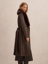 Faith Faux Fur Collar Pu Trench Coat Forever New