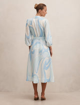 Fia Printed Shirt Midi Dress