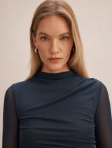Charlotte High Neck Long Sleeve Top Forever New