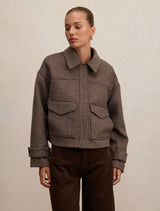 Kaylee Check Cropped Jacket Micro Check Forever New