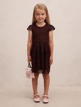 Opal Girls Lace Cap Sleeve Dress Berry Forever New