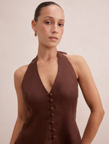 Ina Petite Halter Linen Mini Dress Forever New