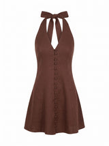 Ina Petite Halter Linen Mini Dress Forever New