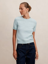 Lucy Knitted T-shirt Soft Duck Egg Forever New