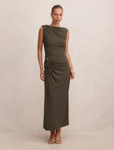 Fiora Hardware Jersey Dress Forest Night Forever New