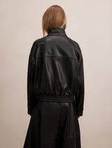 Ava Leather Funnel Neck Bomber Jacket Forever New
