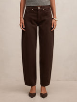 Emma Mid-Rise Barrel Jeans Chocolate Forever New
