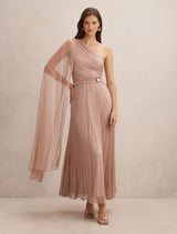 Samara One Shoulder Plisse Maxi Dress Blush Forever New