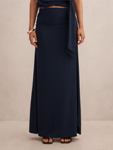 Matilda Metallic Flute Maxi Skirt Deep Blue Co-Ord Forever New