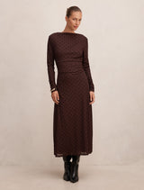 Bonnie Spot Mesh Midi Dress Spot Forever New