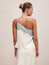 Adele One Shoulder Lace Trim Top Forever New