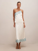 Adele One Shoulder Lace Trim Top Forever New