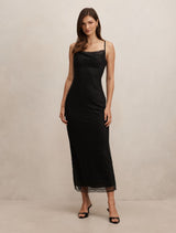 Beatrix Beaded Cami Midi Dress Black Forever New