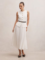 Carrie Woven Mix Knit Dress Cream Forever New