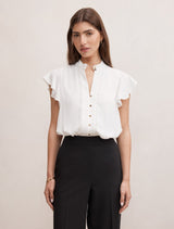 Jennie Flutter Sleeve Blouse Porcelain Forever New