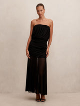 Lyra Bandeau Draped Maxi Dress Black Forever New