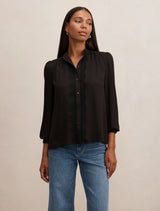 Poppy Lace Trim Blouse Black Forever New