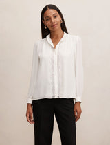 Poppy Lace Trim Blouse Porcelain Forever New