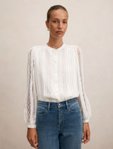 Alexis Lace Trim Blouse Porcelain Forever New