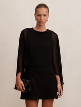 Irena Sheer Cape Mini Dress Black Forever New