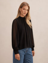 Deja Sheer Blouse Black Forever New