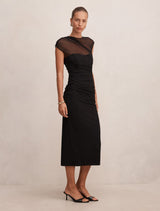 Eadie Sheer Cap Sleeve Midi Dress Forever New