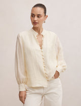 Astra Lace Trim Blouse Soft Yellow Forever New
