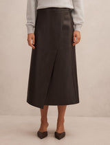 Amelia Pu Wrap Skirt Chocolate Forever New